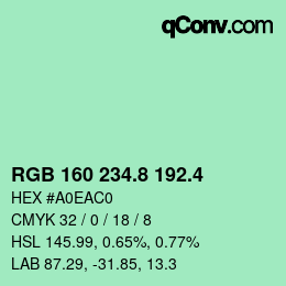 カラーコード: RGB 160 234.8 192.4 | qconv.com