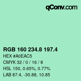 カラーコード: RGB 160 234.8 197.4 | qconv.com