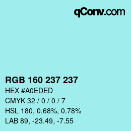 Color code: RGB 160 237 237 | qconv.com