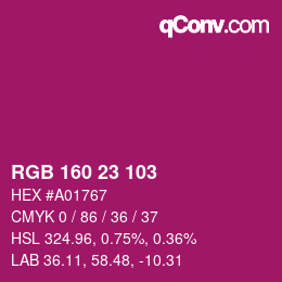 カラーコード: RGB 160 23 103 | qconv.com