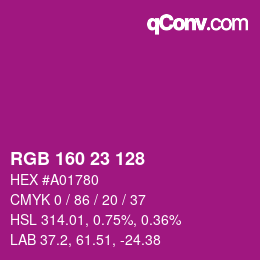 カラーコード: RGB 160 23 128 | qconv.com