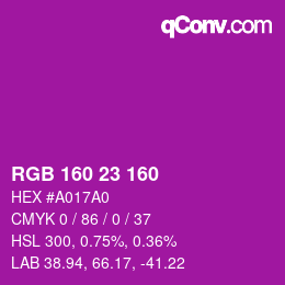 カラーコード: RGB 160 23 160 | qconv.com