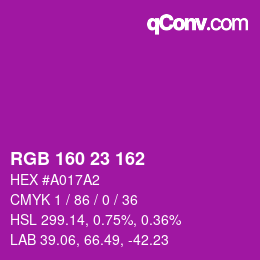 Color code: RGB 160 23 162 | qconv.com