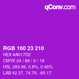 Color code: RGB 160 23 210 | qconv.com