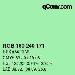 Color code: RGB 160 240 171 | qconv.com