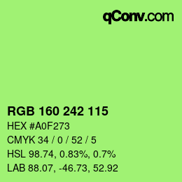 颜色代码: RGB 160 242 115 | qconv.com