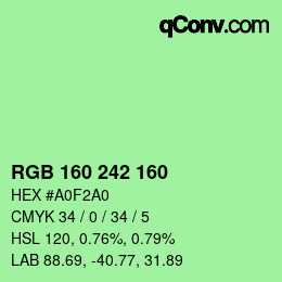 Color code: RGB 160 242 160 | qconv.com
