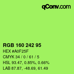 Color code: RGB 160 242 95 | qconv.com