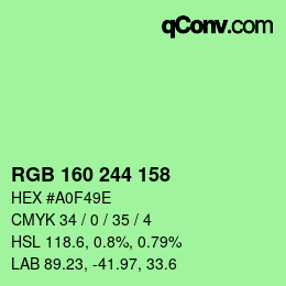 颜色代码: RGB 160 244 158 | qconv.com