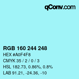 Código de color: RGB 160 244 248 | qconv.com