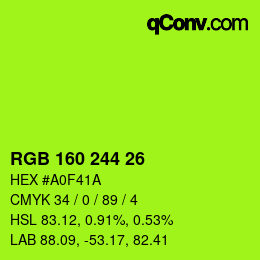 カラーコード: RGB 160 244 26 | qconv.com
