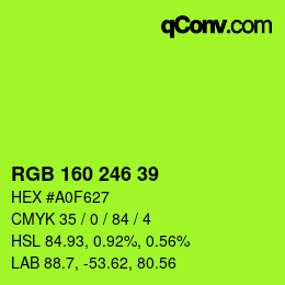 Color code: RGB 160 246 39 | qconv.com
