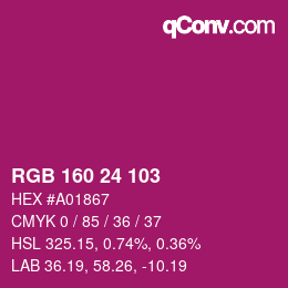 カラーコード: RGB 160 24 103 | qconv.com