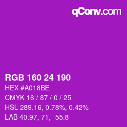 Color code: RGB 160 24 190 | qconv.com