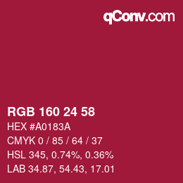 Color code: RGB 160 24 58 | qconv.com
