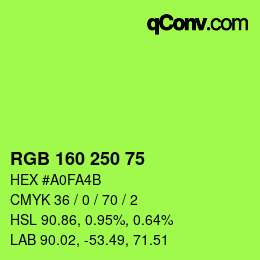 颜色代码: RGB 160 250 75 | qconv.com