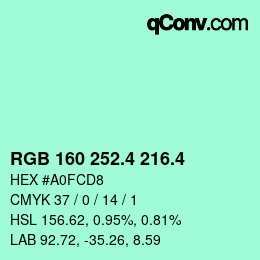カラーコード: RGB 160 252.4 216.4 | qconv.com