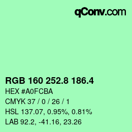 カラーコード: RGB 160 252.8 186.4 | qconv.com