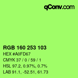カラーコード: RGB 160 253 103 | qconv.com