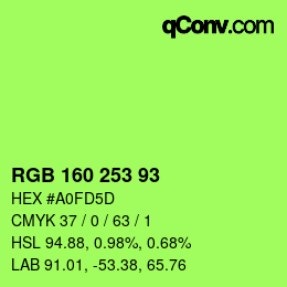 カラーコード: RGB 160 253 93 | qconv.com