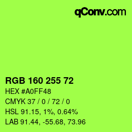 Color code: RGB 160 255 72 | qconv.com