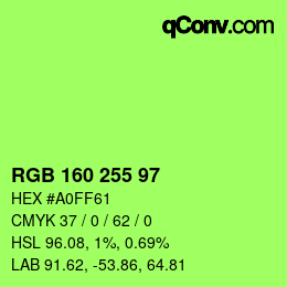 颜色代码: RGB 160 255 97 | qconv.com