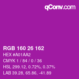 Farbcode: RGB 160 26 162 | qconv.com