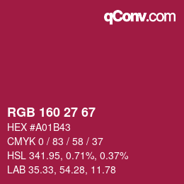 Color code: RGB 160 27 67 | qconv.com