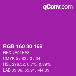 Color code: RGB 160 30 168 | qconv.com