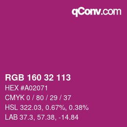 Color code: RGB 160 32 113 | qconv.com