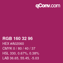 Color code: RGB 160 32 96 | qconv.com