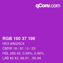 Color code: RGB 160 37 196 | qconv.com