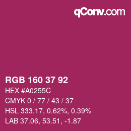 カラーコード: RGB 160 37 92 | qconv.com