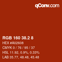 Color code: RGB 160 38.2 8 | qconv.com