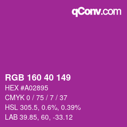 カラーコード: RGB 160 40 149 | qconv.com