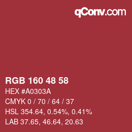 Color code: RGB 160 48 58 | qconv.com