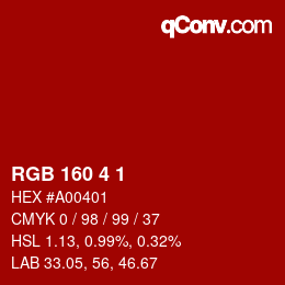 Color code: RGB 160 4 1 | qconv.com