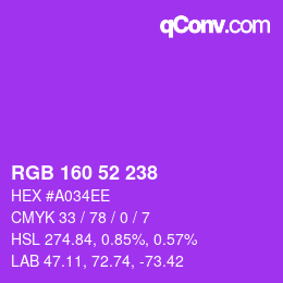 Color code: RGB 160 52 238 | qconv.com