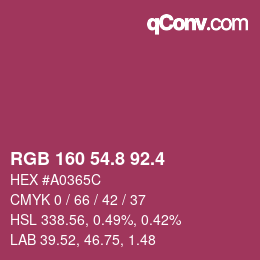 カラーコード: RGB 160 54.8 92.4 | qconv.com