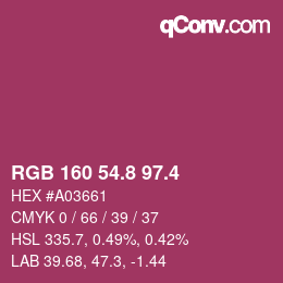 カラーコード: RGB 160 54.8 97.4 | qconv.com