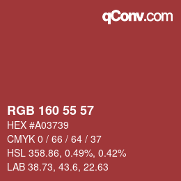 カラーコード: RGB 160 55 57 | qconv.com