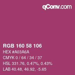 Color code: RGB 160 58 106 | qconv.com