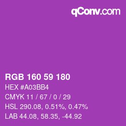 Color code: RGB 160 59 180 | qconv.com