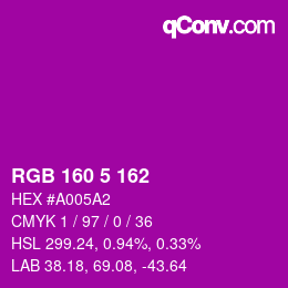 Color code: RGB 160 5 162 | qconv.com