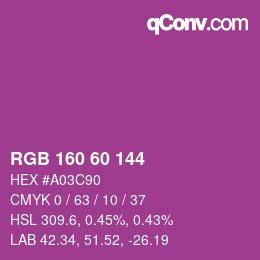 颜色代码: RGB 160 60 144 | qconv.com