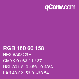 カラーコード: RGB 160 60 158 | qconv.com