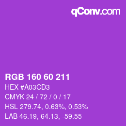 颜色代码: RGB 160 60 211 | qconv.com