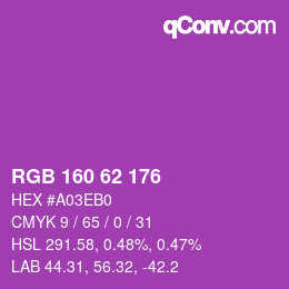 カラーコード: RGB 160 62 176 | qconv.com