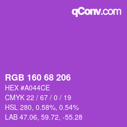 Color code: RGB 160 68 206 | qconv.com