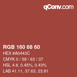 カラーコード: RGB 160 68 60 | qconv.com